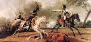 Wilhelm von Kobell Austrian cuirassiers fighting French hussars Spain oil painting artist